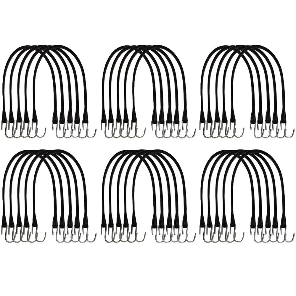 Set of 30 Rubber Tarp Straps for Heavy Duty Use with Hooks