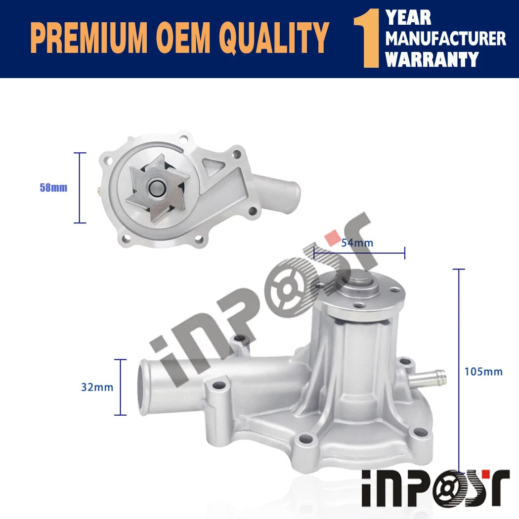 Water Pump 16251-73034 for Kubota V1505 D1005 D1105 (58mm Diameter)