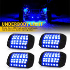 Set of 4 Universal 36 LED Blue Underbody Underglow Lights Waterproof
