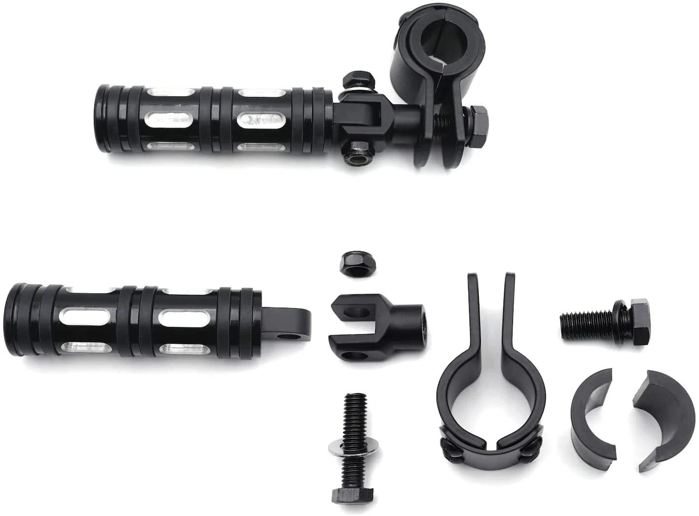 Black Grooved Round Highway FootPeg for Harley Touring Sportster Dyna (1" & 1.25")