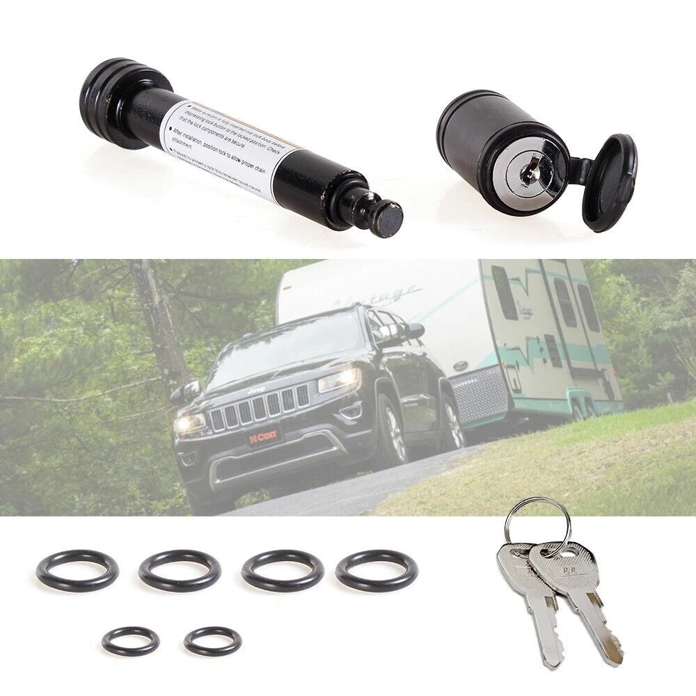 5/8" Trailer Hitch Locking Pin for 2" Tow Receiver + 4 Silencer Pads