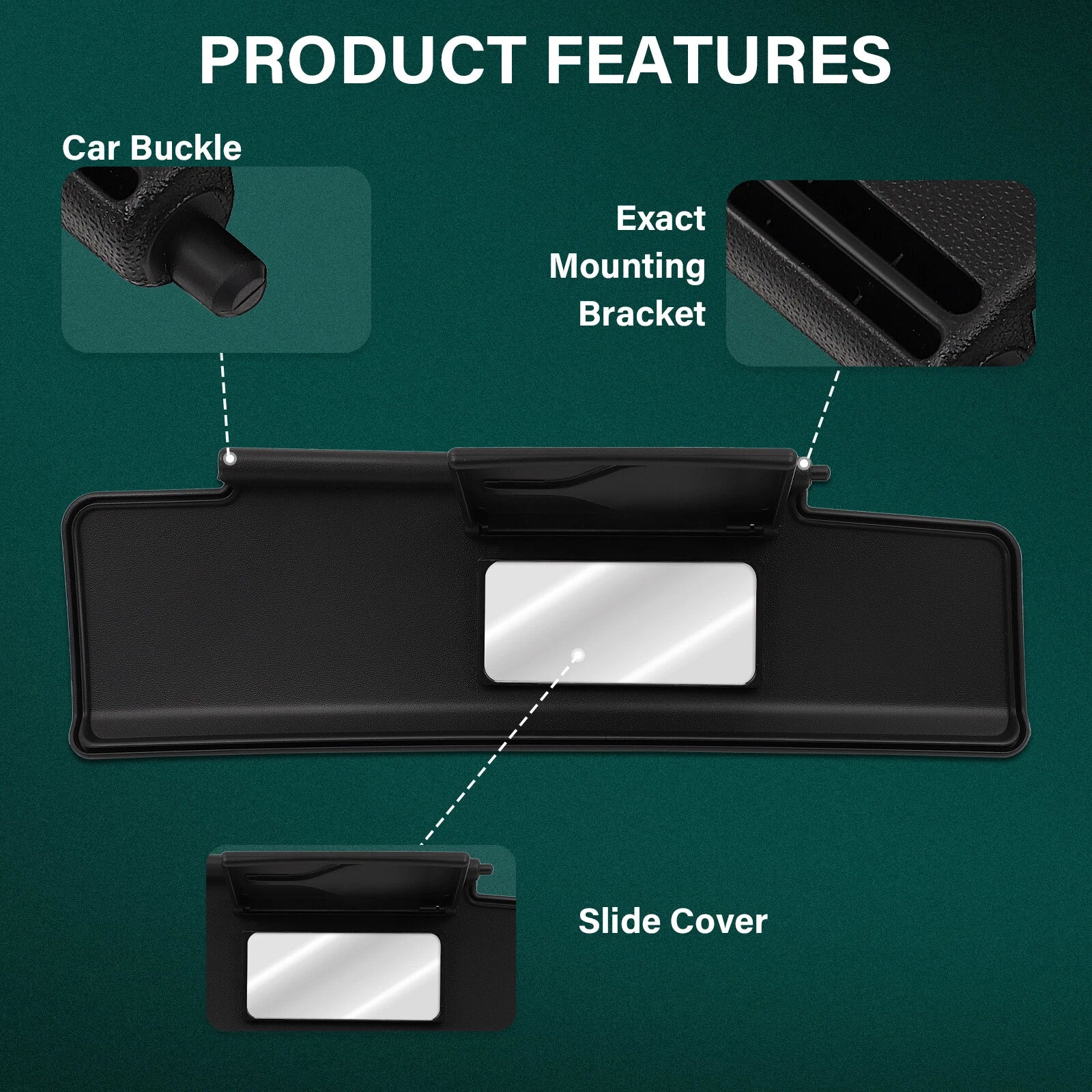 Front Right Sun Visor for Mazda MX-5 Miata (2006–2015) Black
