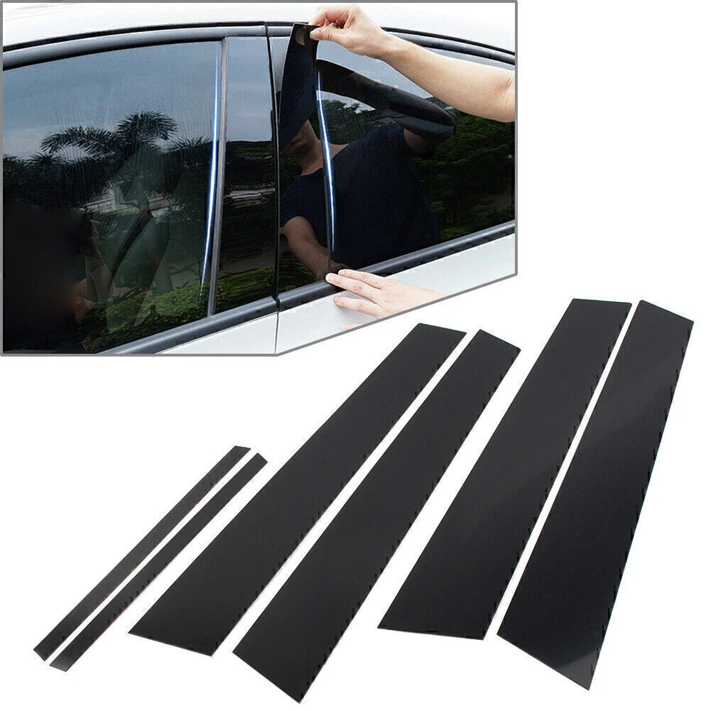 6X Door Trim Cover Kit for Honda Civic (2006–2011) - Black Pillar Posts