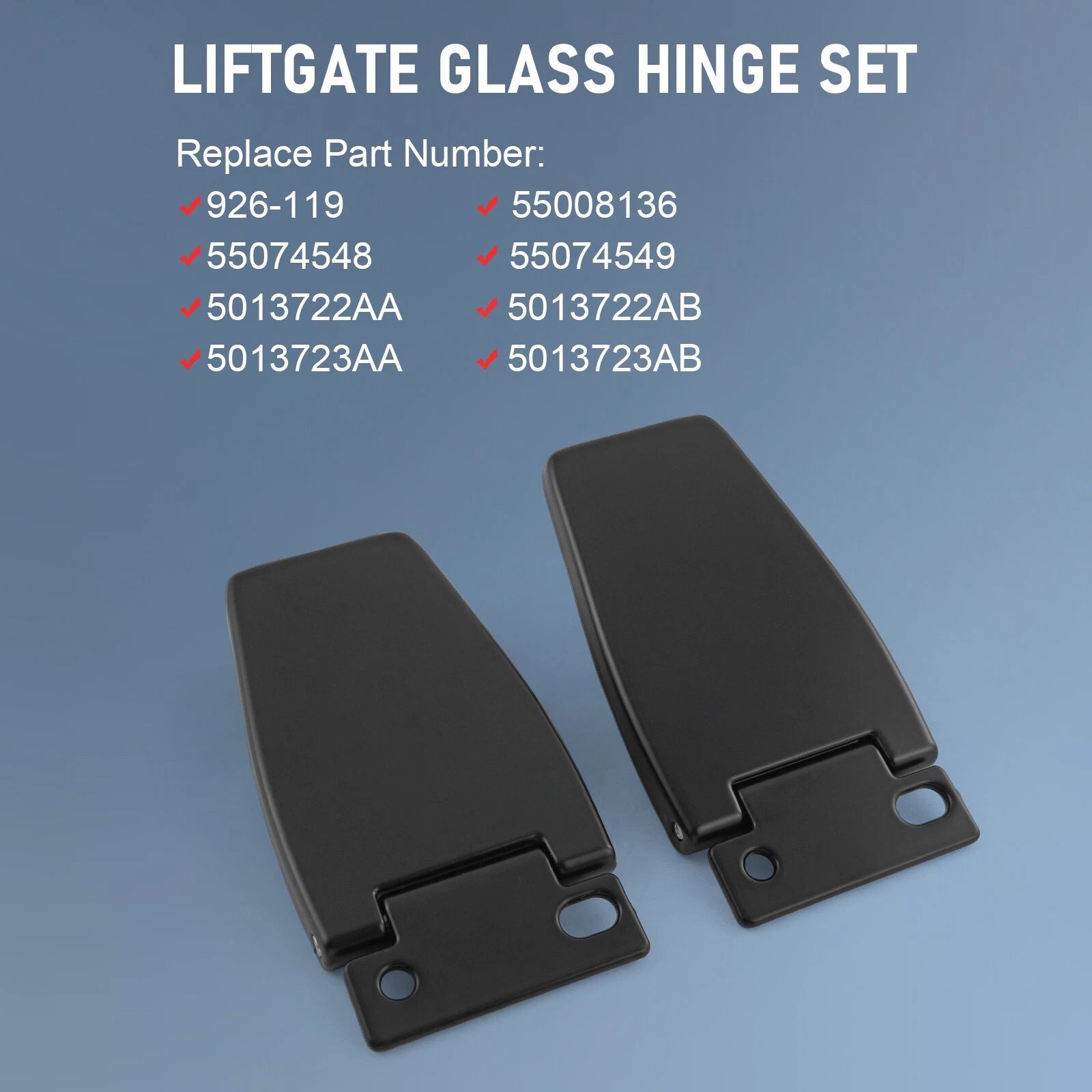 Stainless Liftgate Window Glass Hinges for Jeep Wrangler (1987–2006)