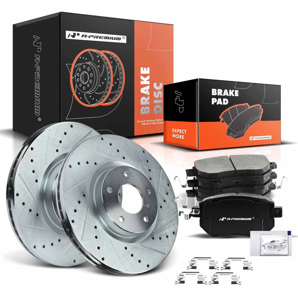 Front Drilled Brake Rotors & Ceramic Pads for Nissan Maxima (2004–2008)