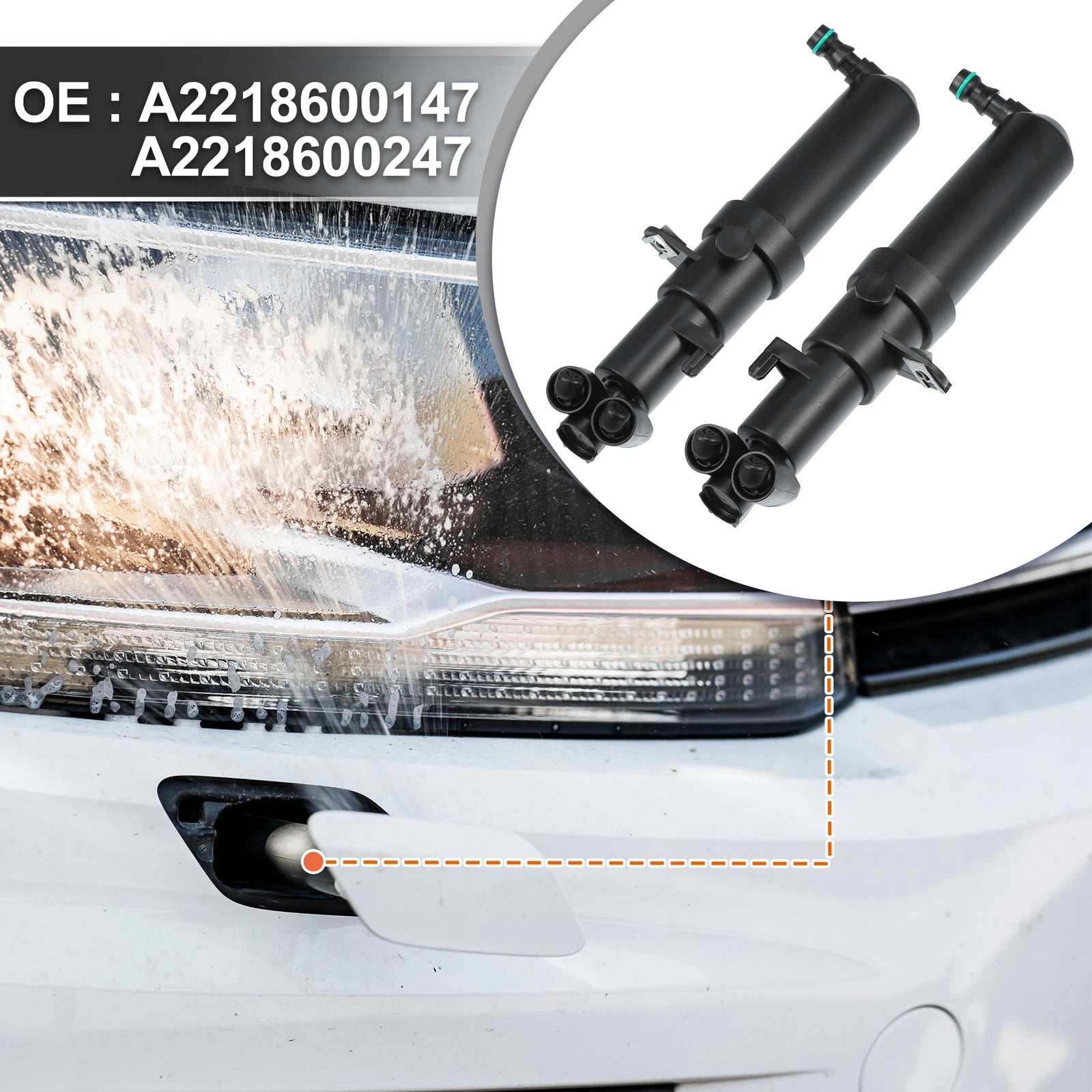 1 Pair Headlight Washer Nozzle for Mercedes-Benz CL550 CL600 (2007–2013)