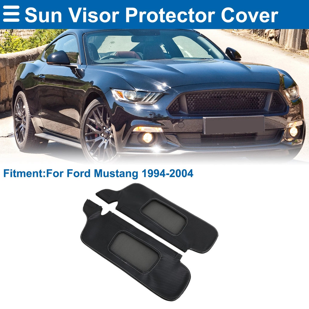 Sun Visor Cover Set for Ford Mustang (Left & Right) Carbon Fiber Black