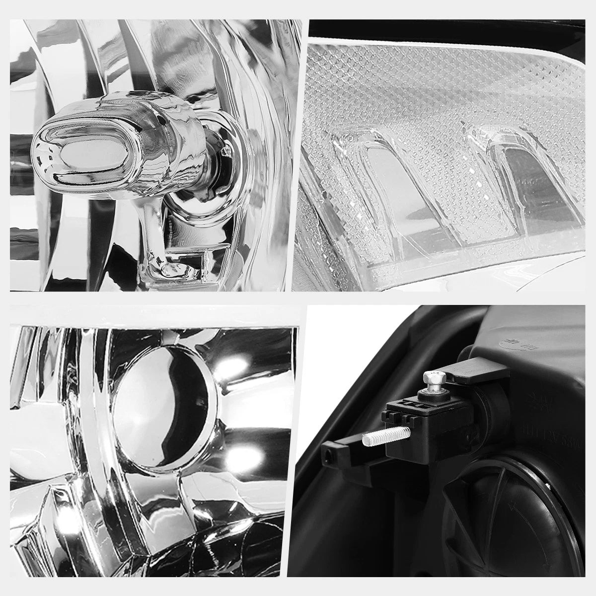 Set of 2 Chrome Housing Clear Corner Quad Headlights for Dodge RAM Pickup (2009–2018)