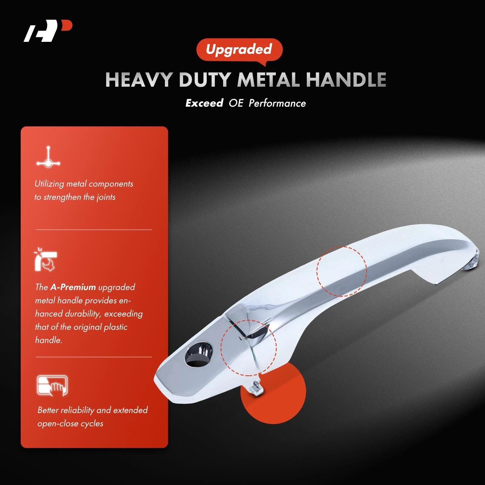 2X Front Metal Exterior Door Handle for Chevrolet GMC