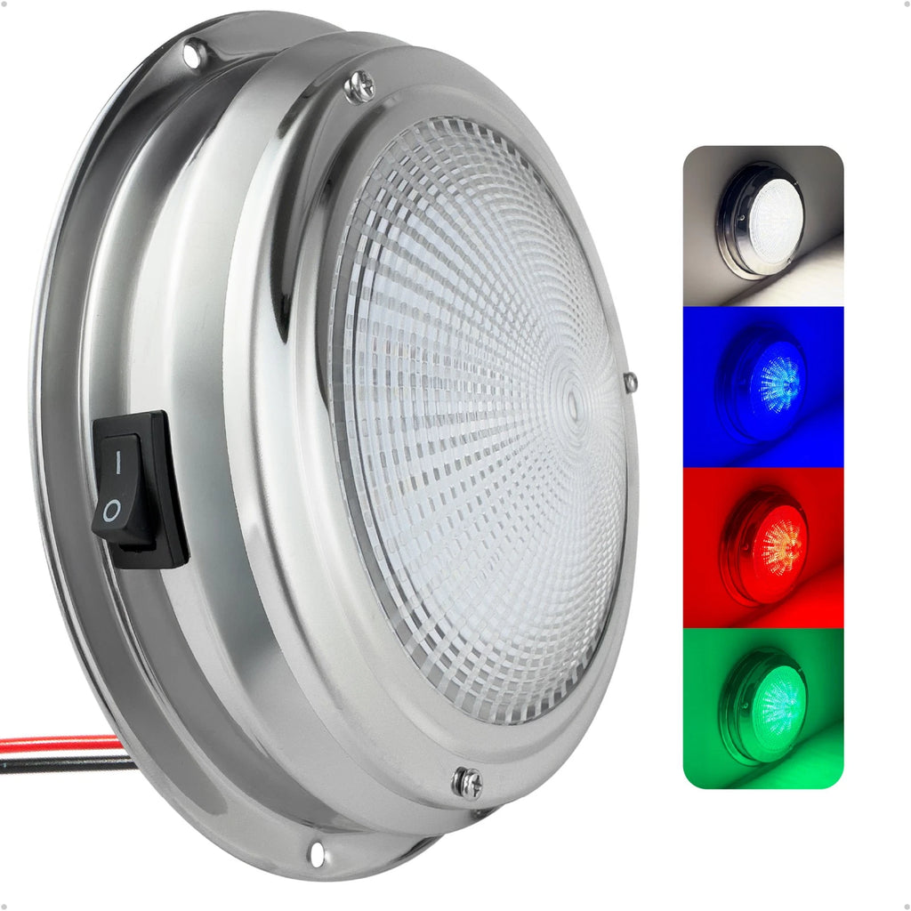 4" RGBW LED Dome Ceiling Light for 12V Vehicles (Stainless Steel)