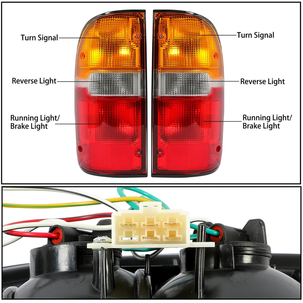 Tail Lights for Toyota Tacoma (1995–2000) 95-00, Left & Right, with Bulbs