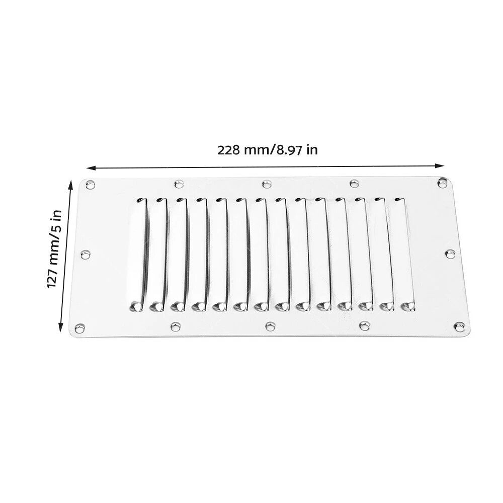 2X Stainless Steel Rectangular 14 Louvre Air Vents for Caravan Boat