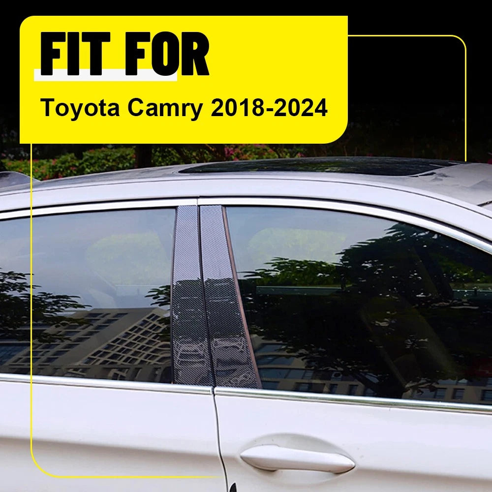 Set of 8 Carbon Fiber Pillar Post Window Door Trims for Toyota Camry (2018–2024)