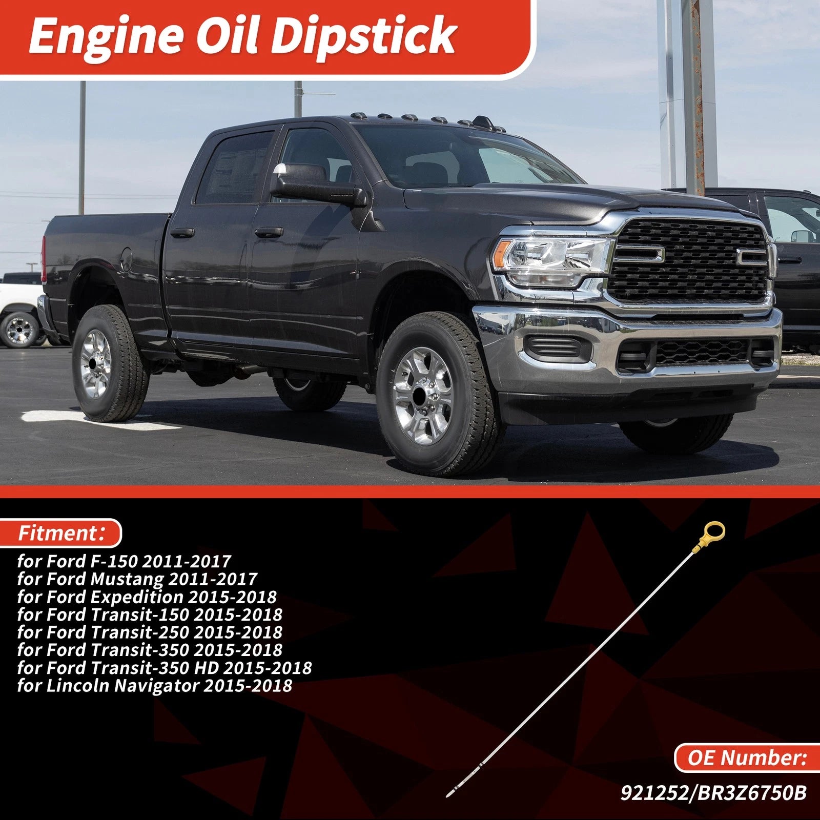 Oil Dipstick No. 921252 for Ford F-150 (2011–2017) Yellow 1 Pc