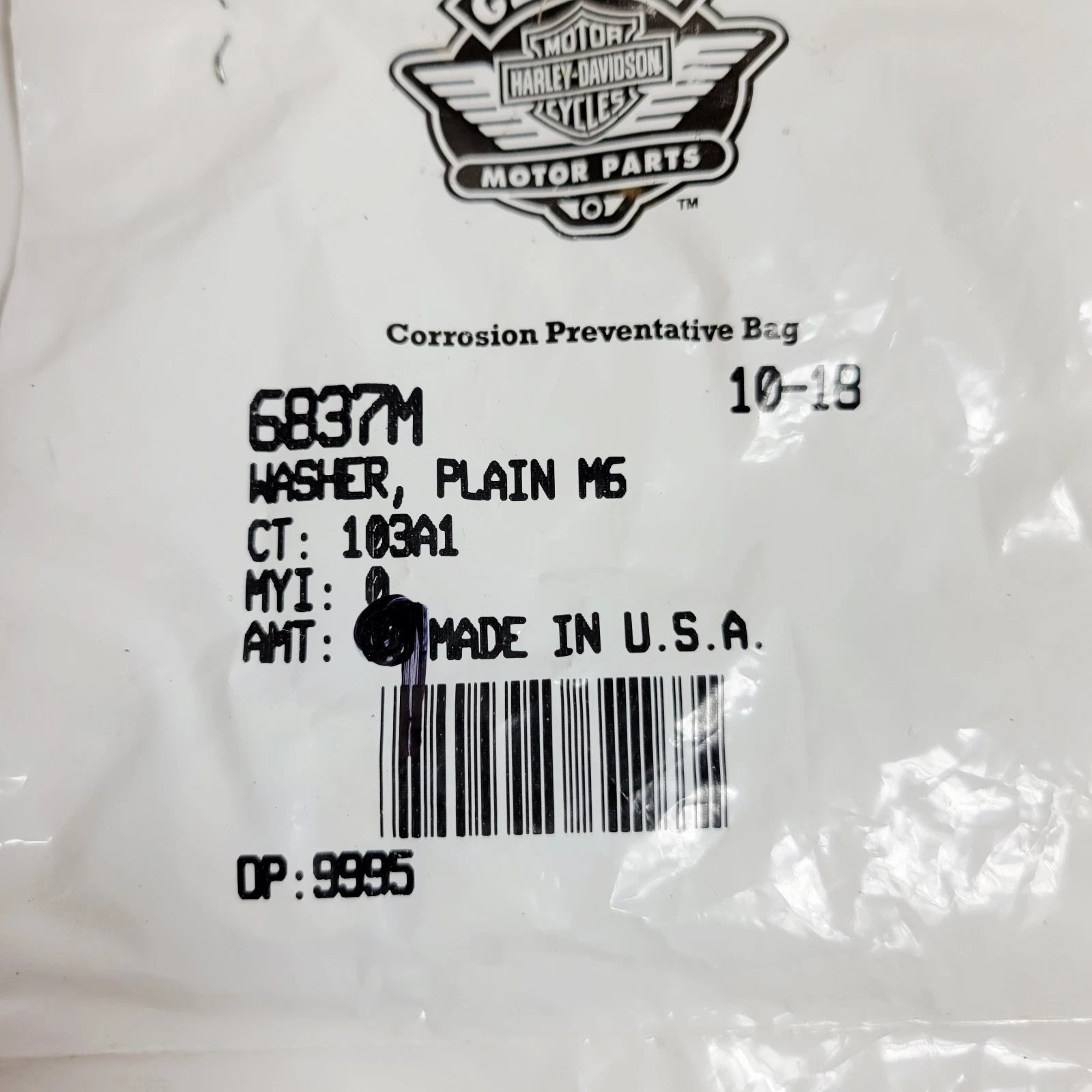 Pack of 9 M6 Washers for Harley-Davidson (OEM 6837M)