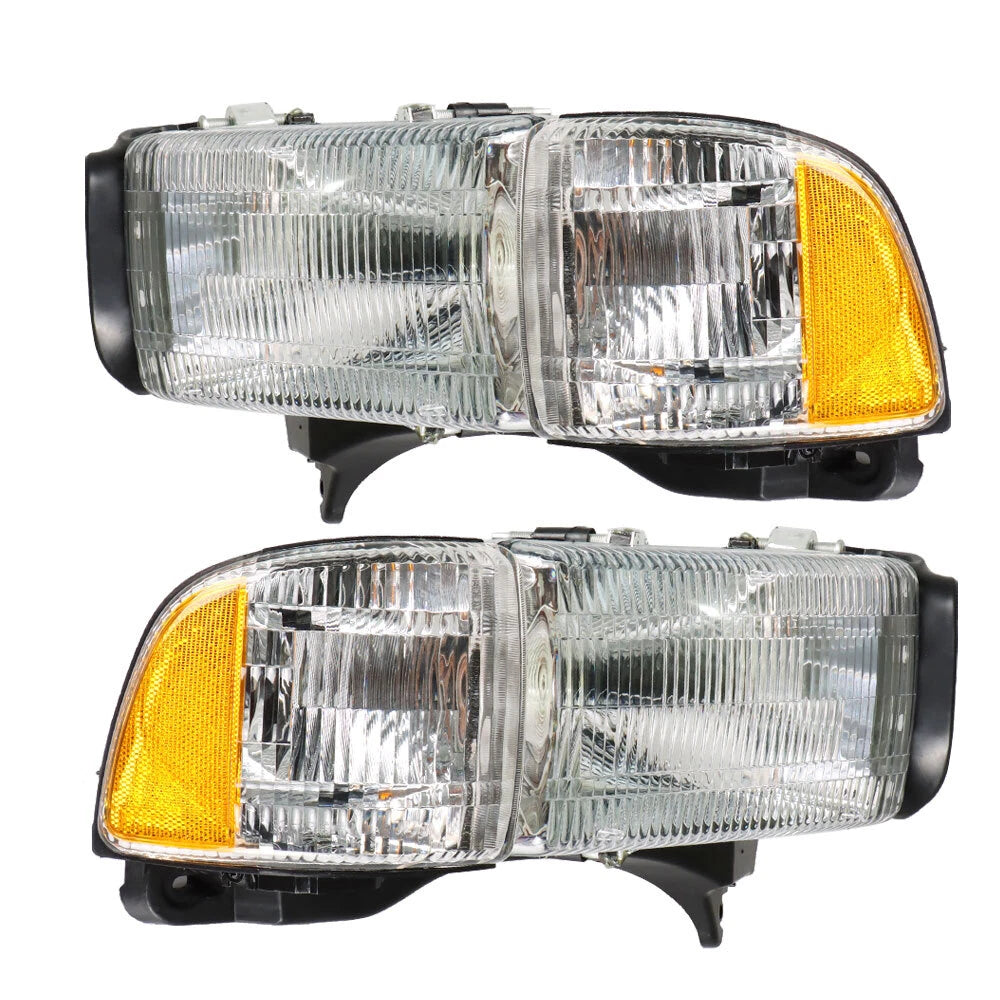 Set of 2 Chrome Headlights for Dodge Ram 1500 2500 3500 (1994–2002)