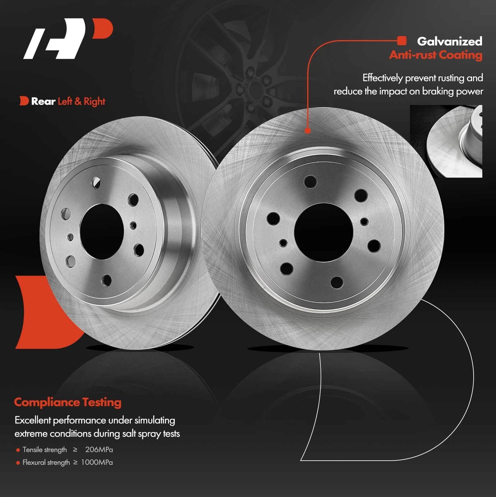 Set of 8 Rear Brake Disc Rotors & Pads for Chevy Silverado GMC