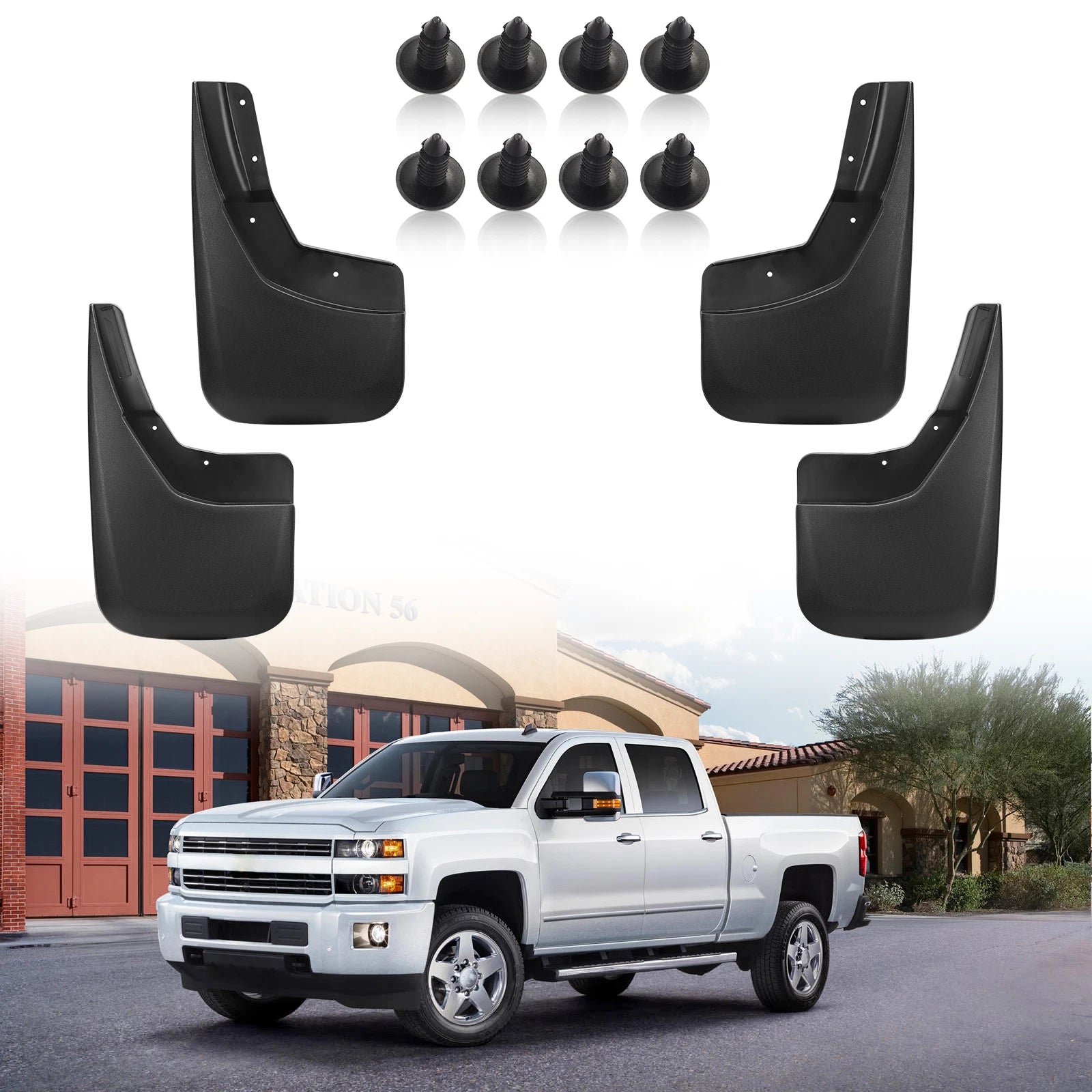 Set of 4 Mud Flaps Splash Guards for Silverado (2014–2018)