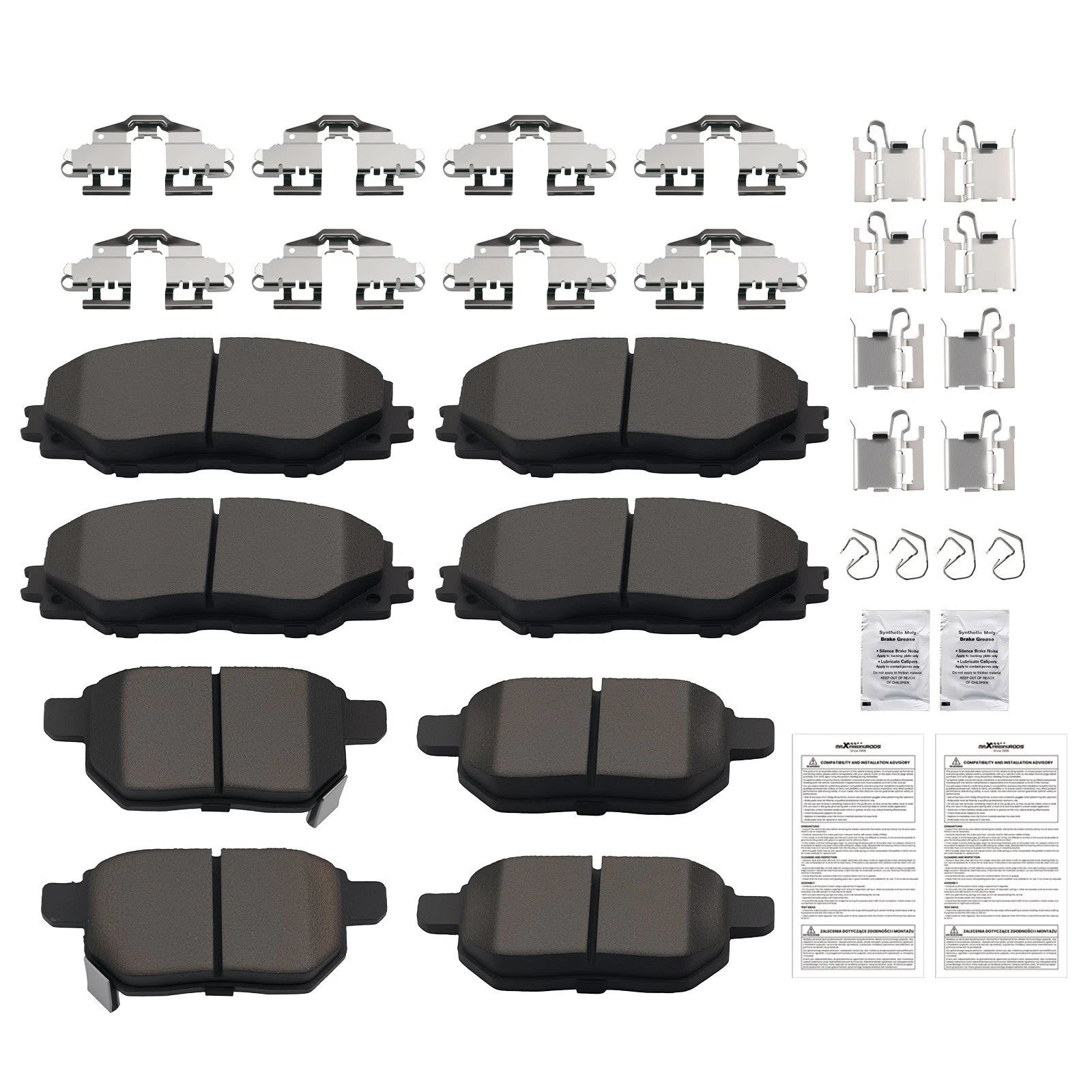 8pcs Ceramic Brake Pads Kit for Toyota Matrix (2009–2014) D1210 D1354