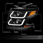 LED Black Amber Corner Projector Headlight for Suburban Tahoe (2015–2020)