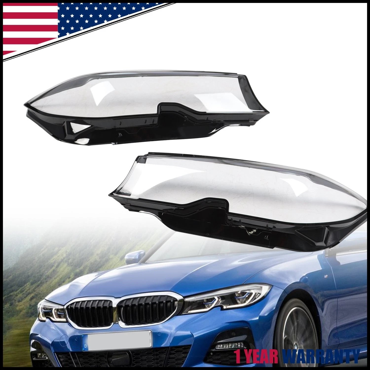 Headlight Lens Cover for BMW 3 Series G20 (2019–2021) Left & Right