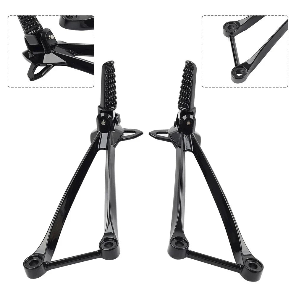 Black Rear Passenger Footpegs Bracket for Kawasaki Ninja ZX6R ZX10R (09-24)