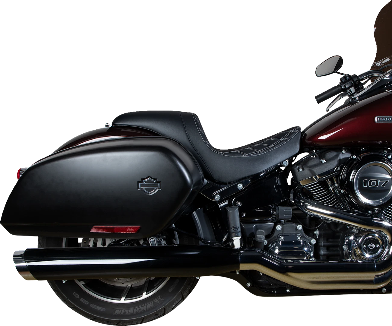 Predator Seat for Harley-Davidson (2014–2023) - Double Diamond, Silver Stitching