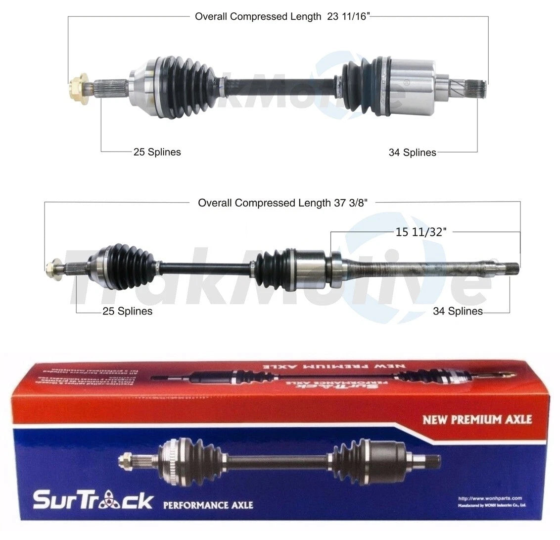 Set of 2 Front CV Axle Shafts for Ford Focus FWD SVT (2002–2004)