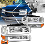 LED DRL Bumper Headlights for Chevy Silverado (1999–2002) - Chrome Housing
