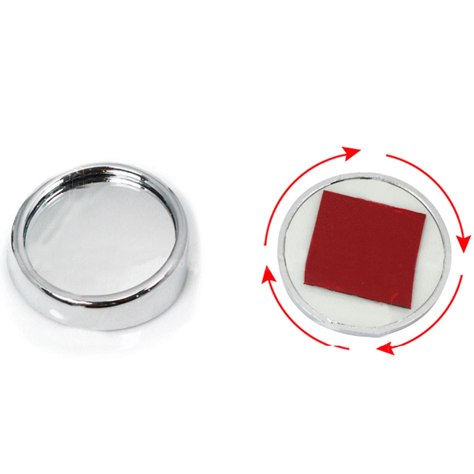 2" Silver Round Stick-On Blind Spot Convex Mirror for Universal (Universal)