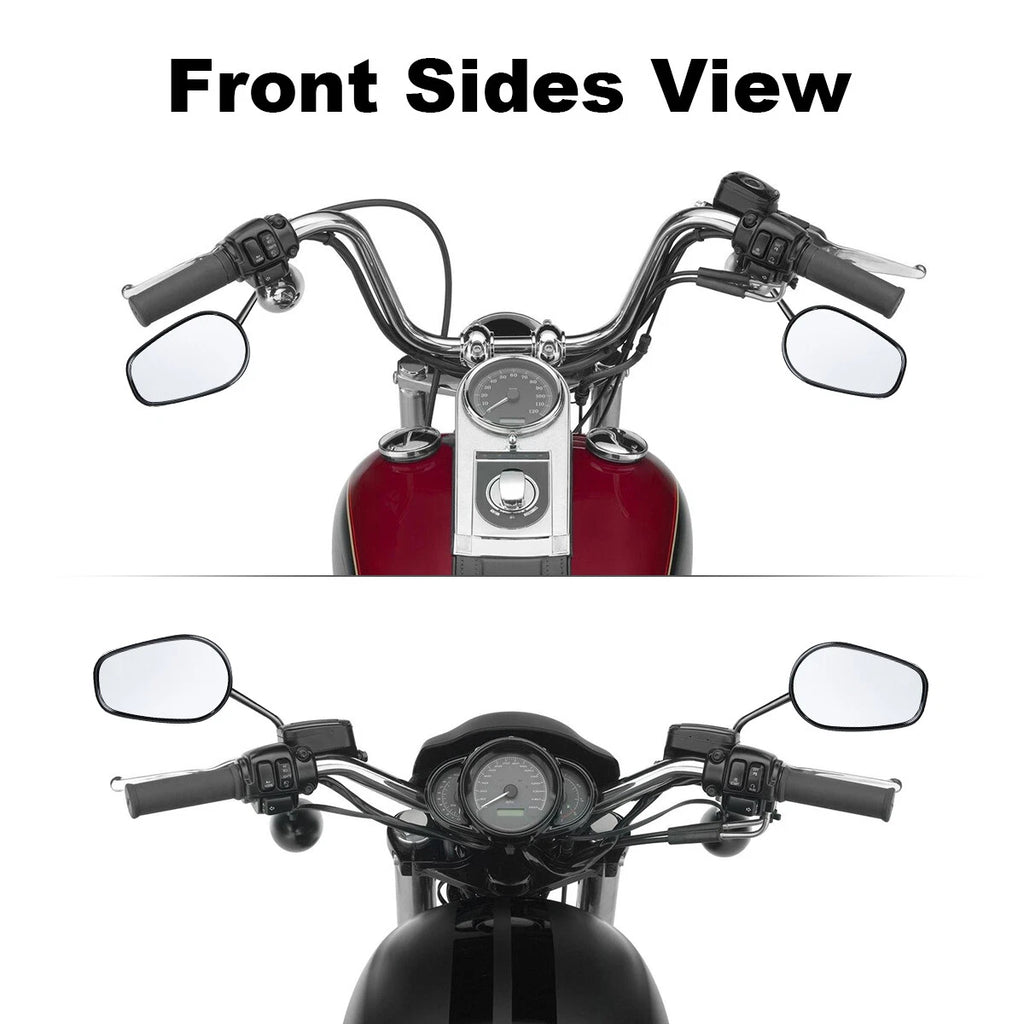 Black Teardrop Rearview Mirrors for Harley Softail Deluxe, Fat Boy, Dyna