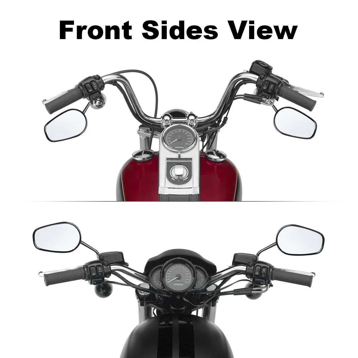 Black Teardrop Rearview Mirrors for Harley Softail Deluxe, Fat Boy, Dyna