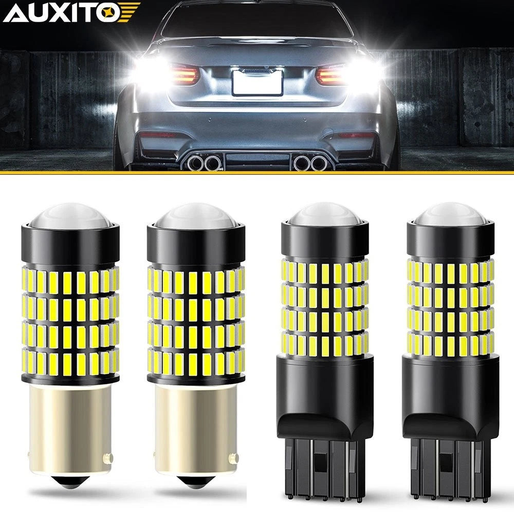 Set of 4 AUX 1156 3157 7443 PSX24W Reverse Light Canbus Backup Bulbs White