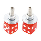 2X Red Dice License Plate Bolts for Motorcycle Bike