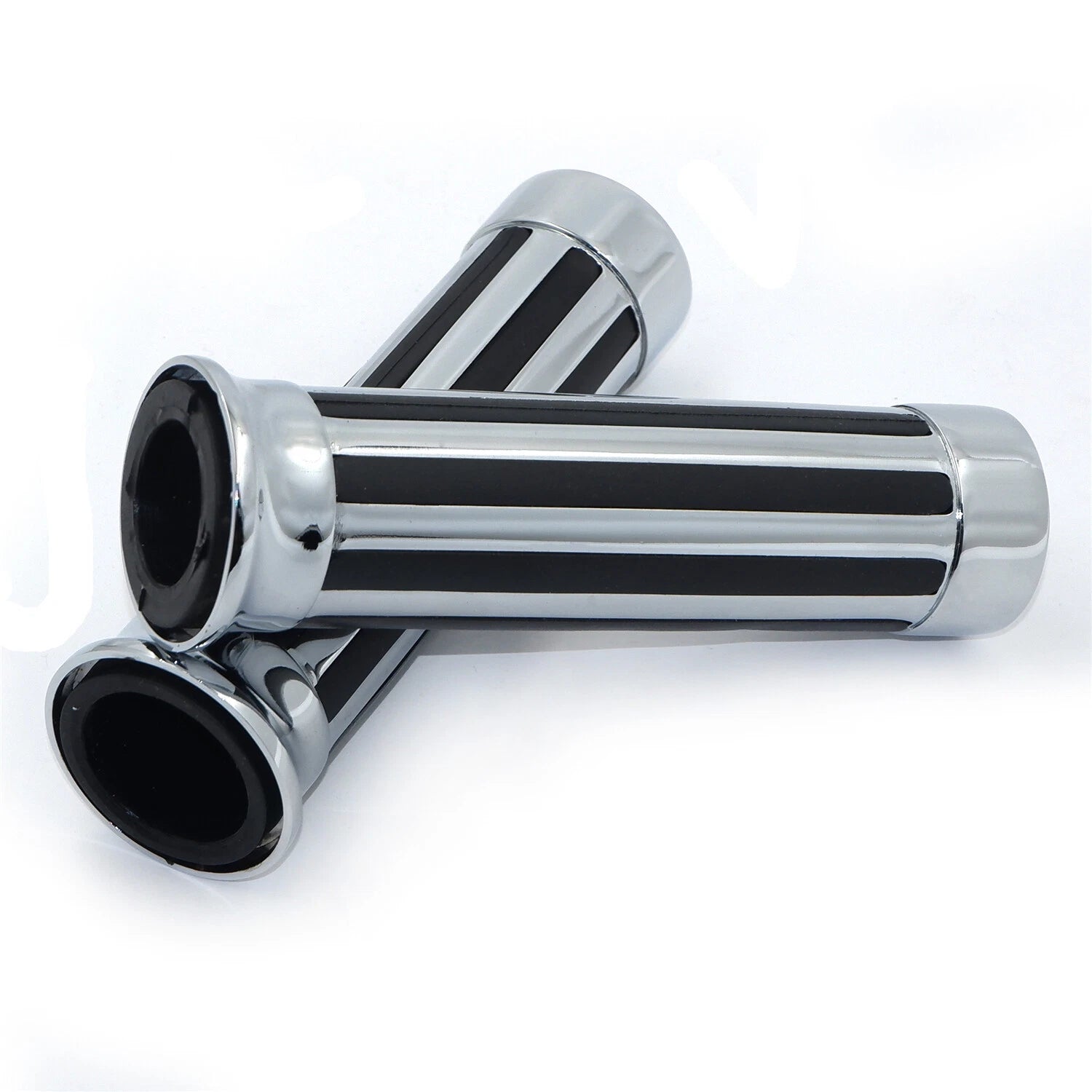 25mm Chrome Hand Grips for Honda Suzuki Kawasaki Yamaha (Motorcycle)