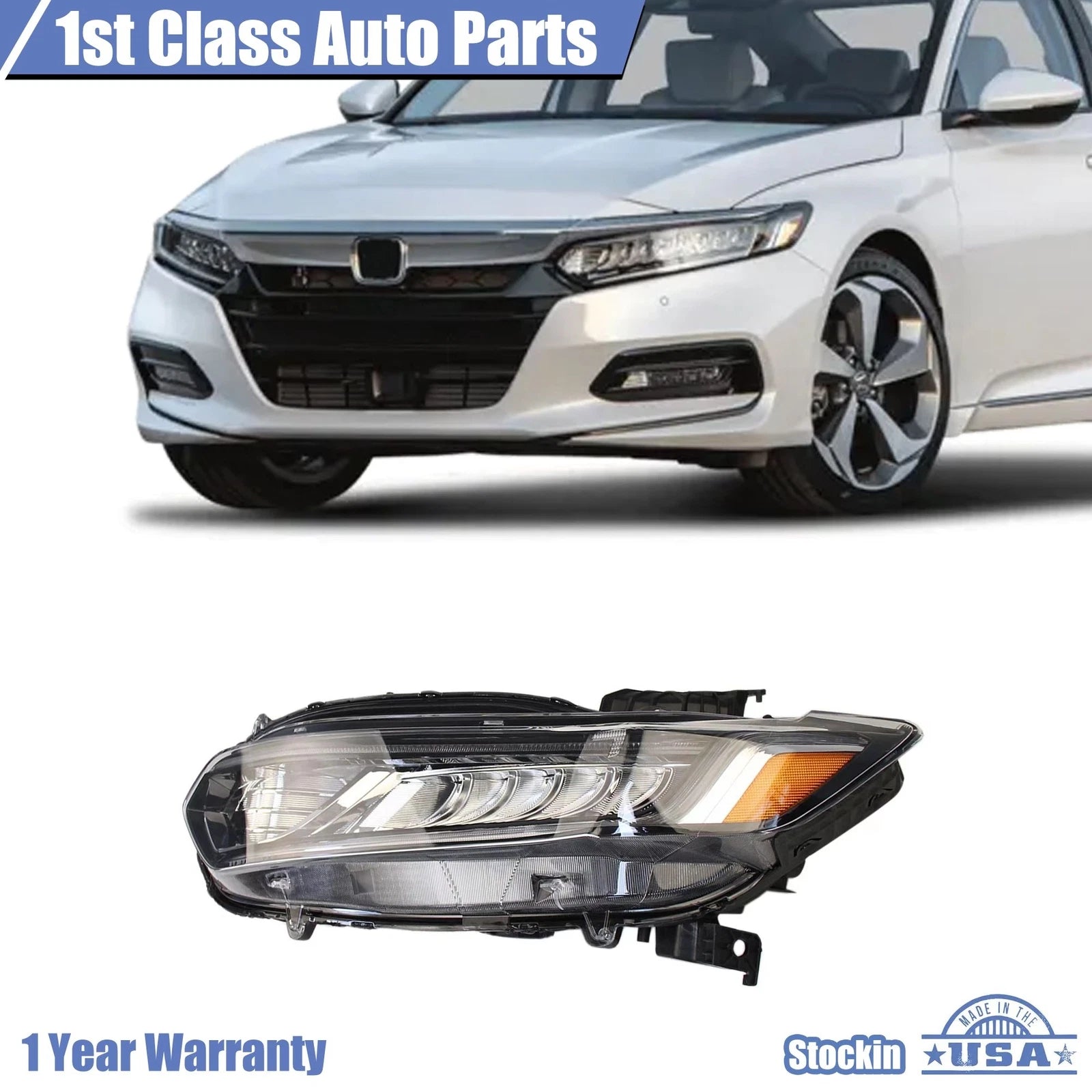 Halogen High Beam LED DRL Signal Headlight for Honda Accord (2018–2020)