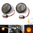 2X 1156 Front LED Turn Signal Light Amber w/ Smoke Cover for Harley Davidson