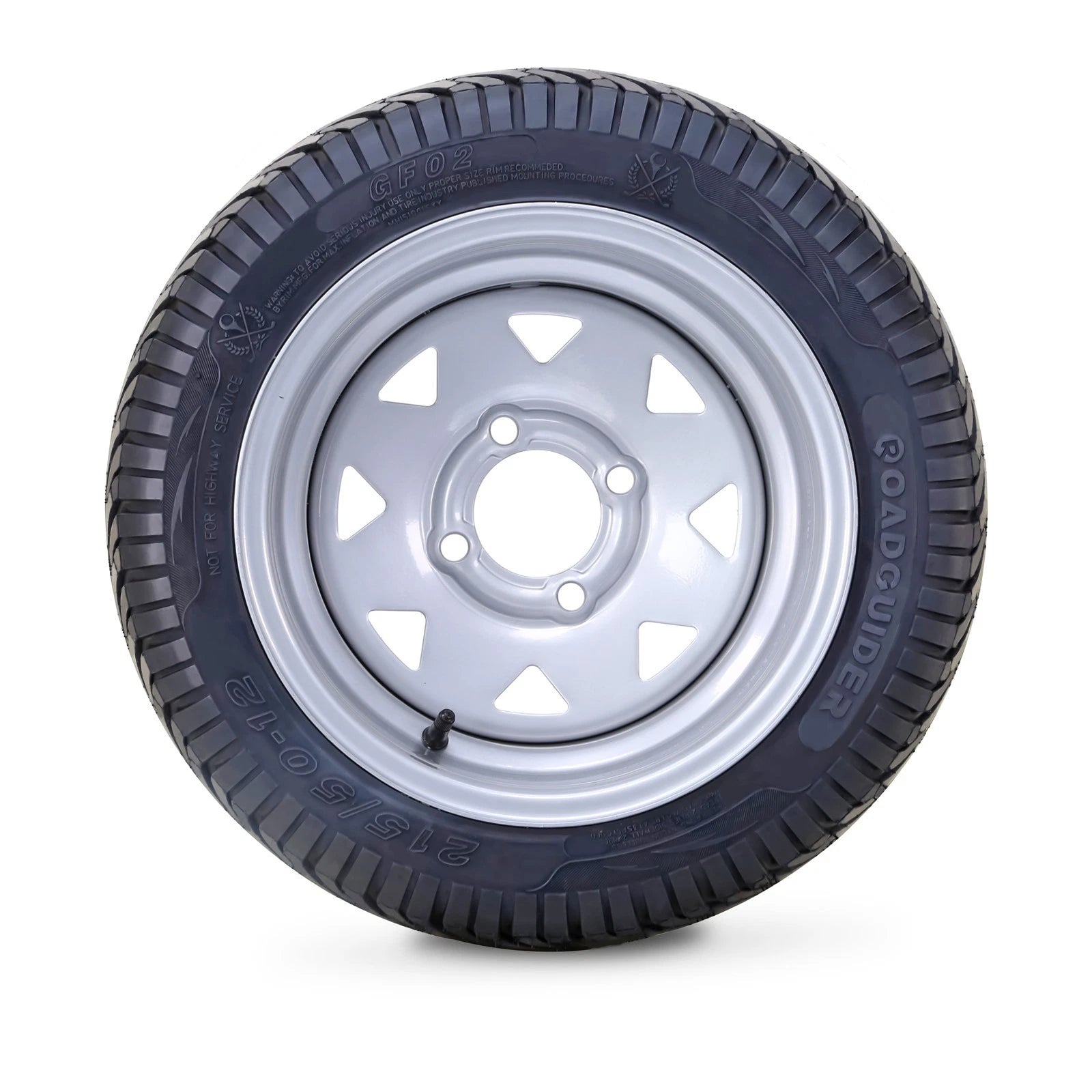 Set of 4 Golf Cart Tire Assembly 215/50-12 w/4x4" PCD ET-25.4 Silver Wheel 14041