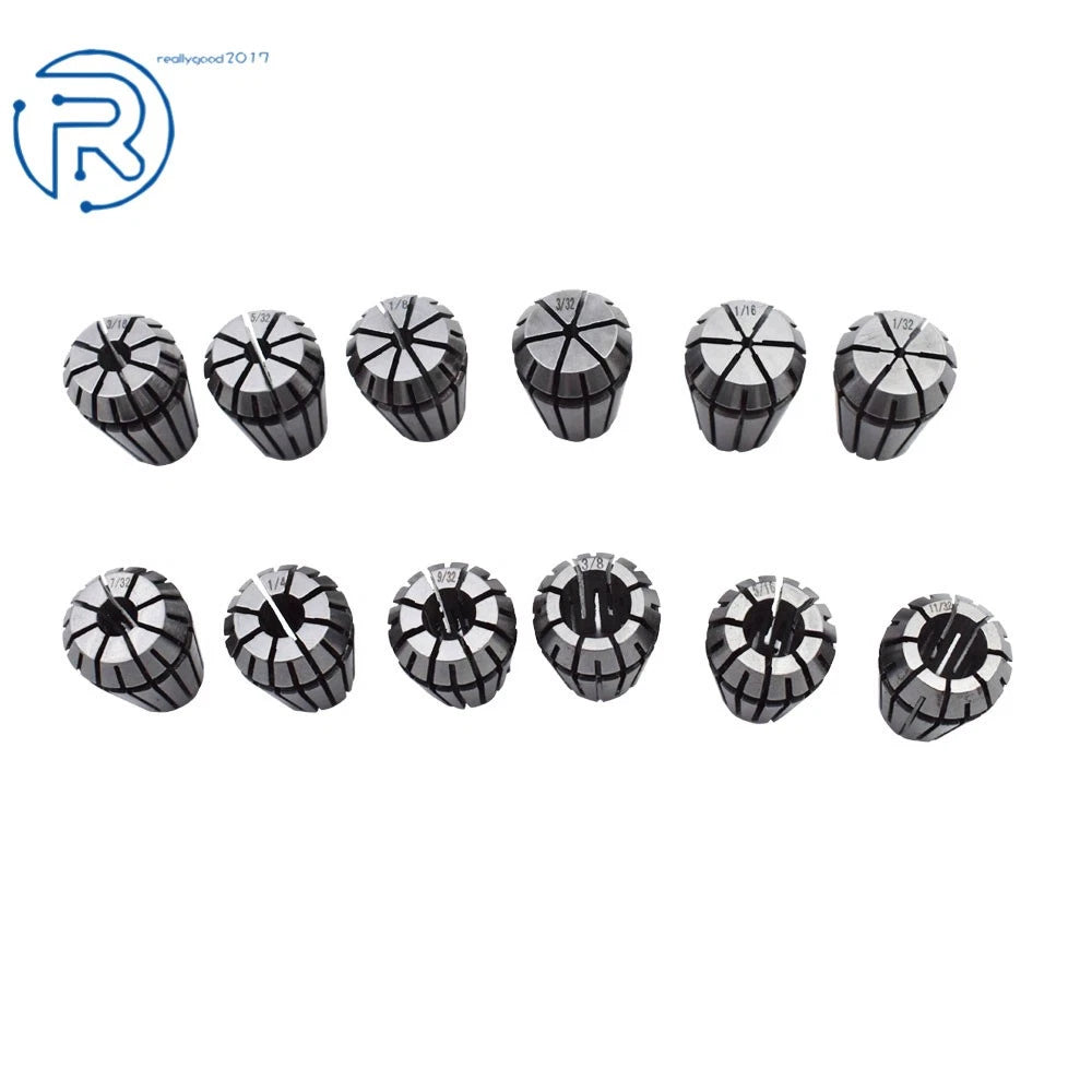 12Pack ER16 Spring Collet Set for CNC Milling Lathe (1/32"-3/8")