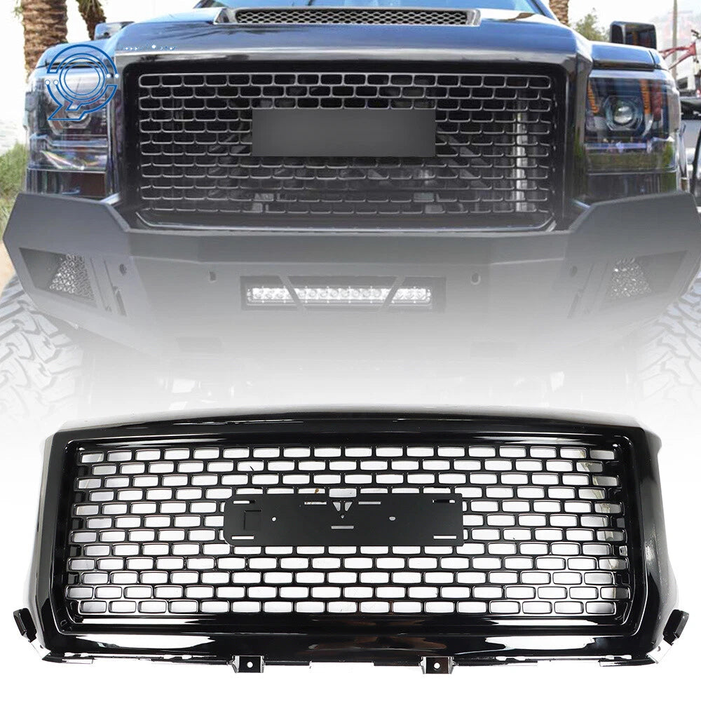 Front Hood Center Grill for GMC Sierra 1500 (2014–2015) Black Honeycomb