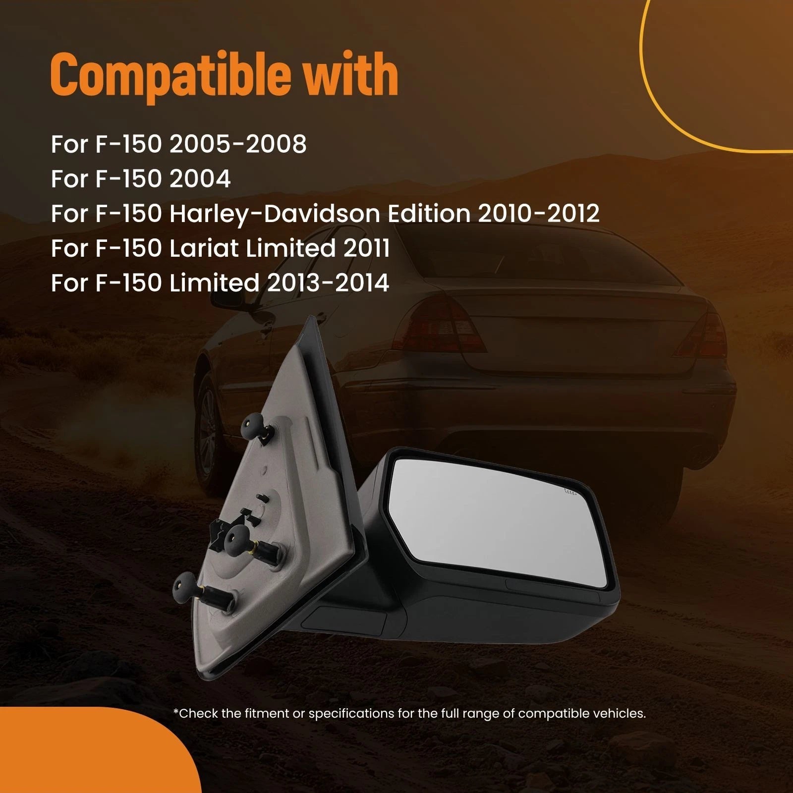 Power Door Mirror for Ford F-150 XLT (2009–2014) FO1321233 Heated Black