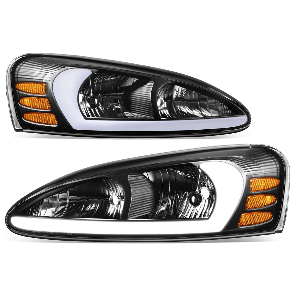 3D LED DRL Headlights for Pontiac Grand Prix (2004–2008) - Black Housing, Amber Corner