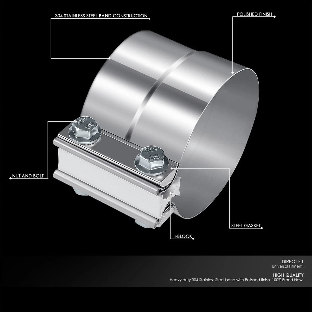 4" Lap Joint Exhaust Band Clamp for Universal Applications (T304 Stainless Steel)