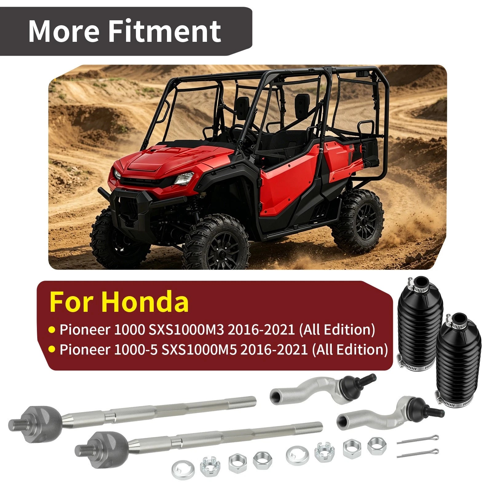 2X Tie Rod Ends Kit w/ Boot for Honda Pioneer 1000 1000-5 (2016–2021)