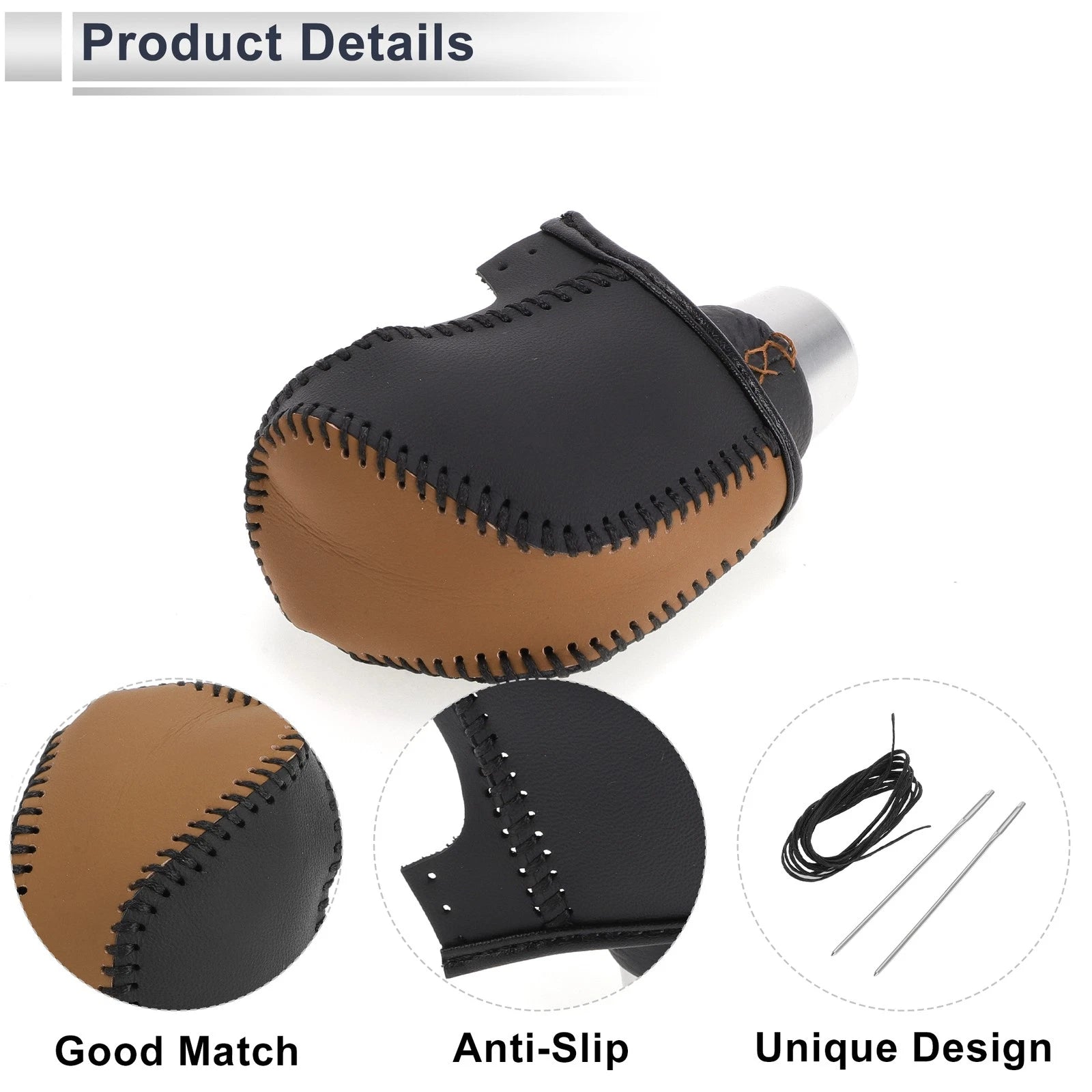 Gear Shift Knob Cover for Toyota Camry (2019–2022) Brown Black Faux Leather