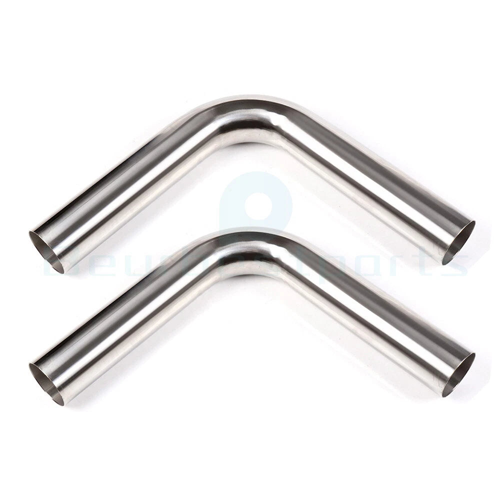 2X 3" 76mm 90 Degree T-304 Stainless Steel Exhaust Tube Bend Piping