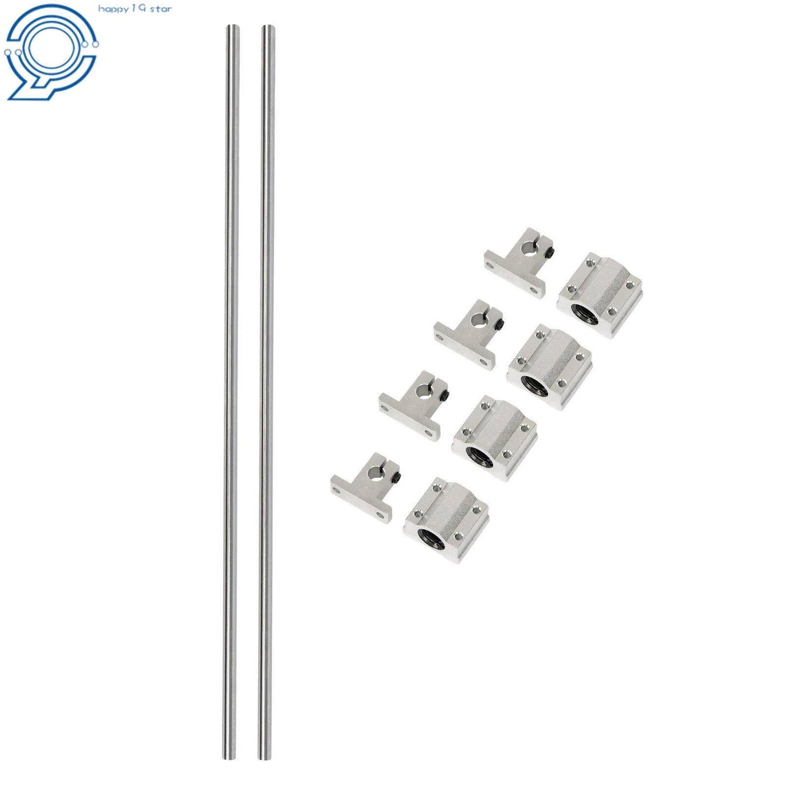 2X 10mm Linear Guide Rods with Bearings and Supports for CNC Machines