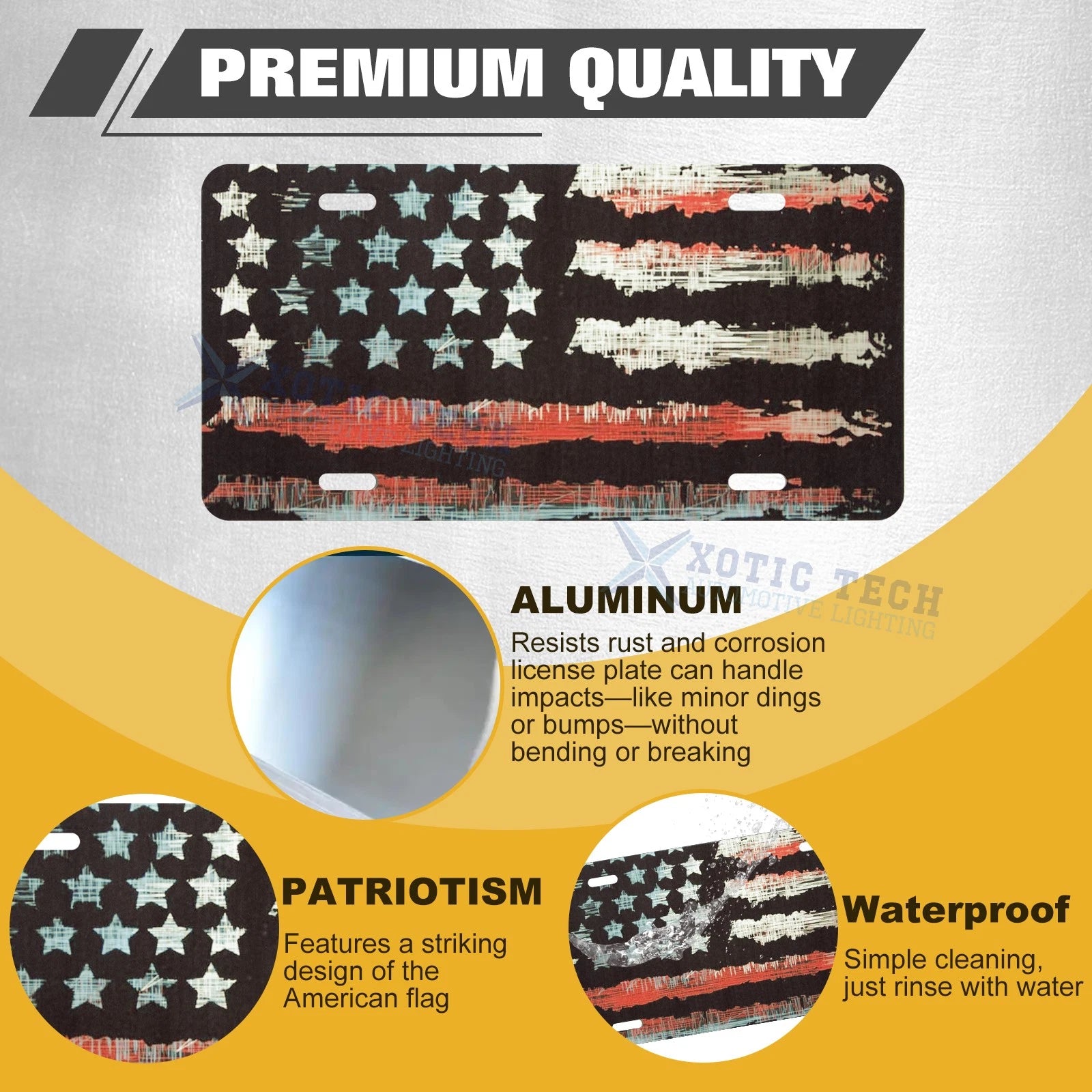 Vintage American Orange Front Flag License Plate Vanity Gift (Universal)