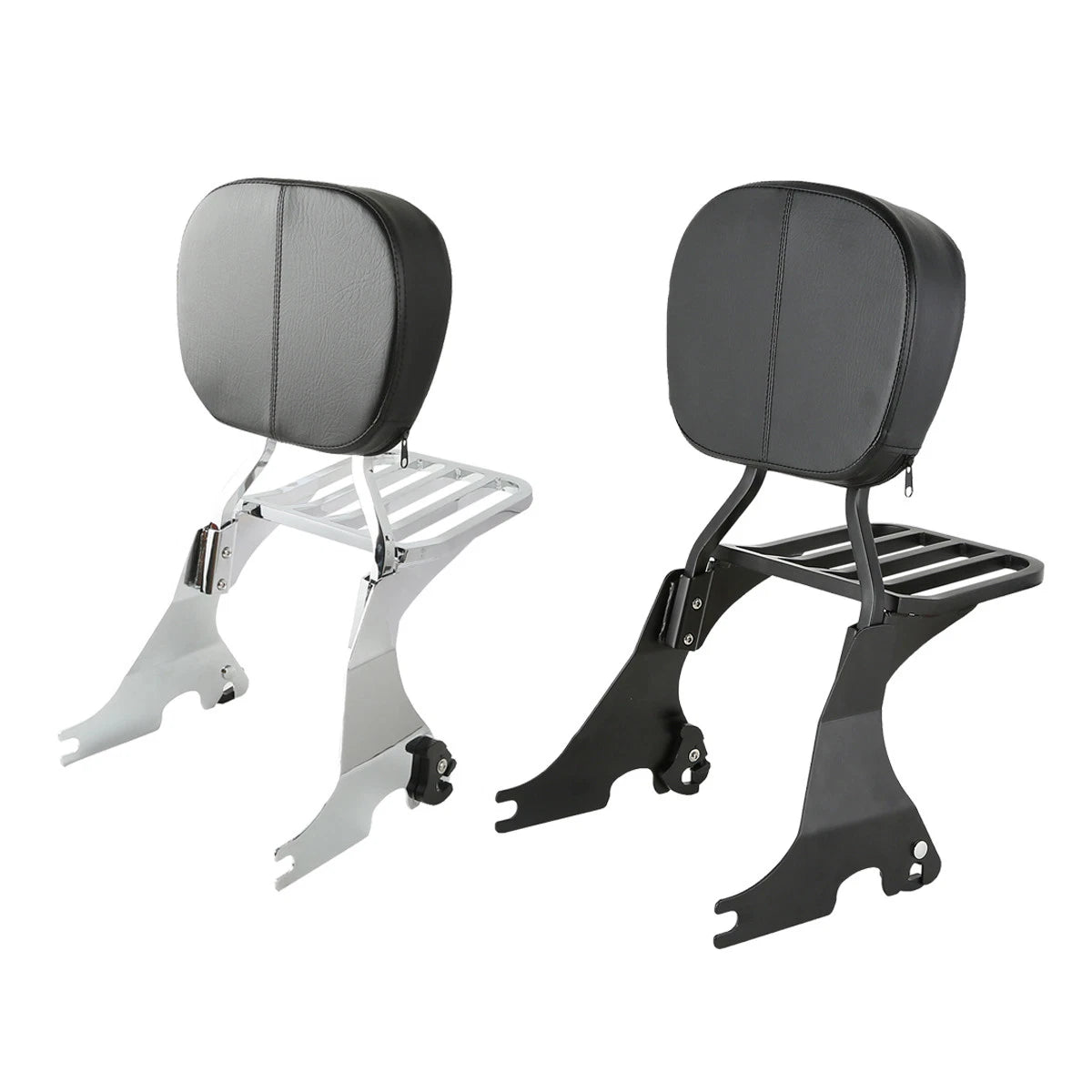 Chrome/Black Backrest Sissy Bar Luggage Rack for Harley Sportster 883 (2004–2022)