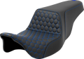 SADDLEMEN Step-Up Seat for FL (2008–2023) - Honeycomb, Blue Stitching 808-07B-17701